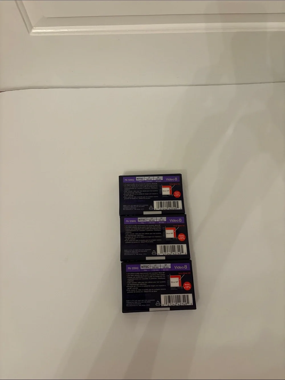 Sony 8mm 120 Min Camcorder Video8 Tape Blank Set of 3 Sealed purple OS